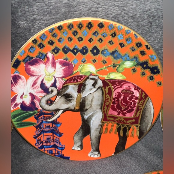 Williams Sonoma RAJ Thai Palace Salad Plates Set of 5 Elephant Very Hard To Find - Picture 5 of 14